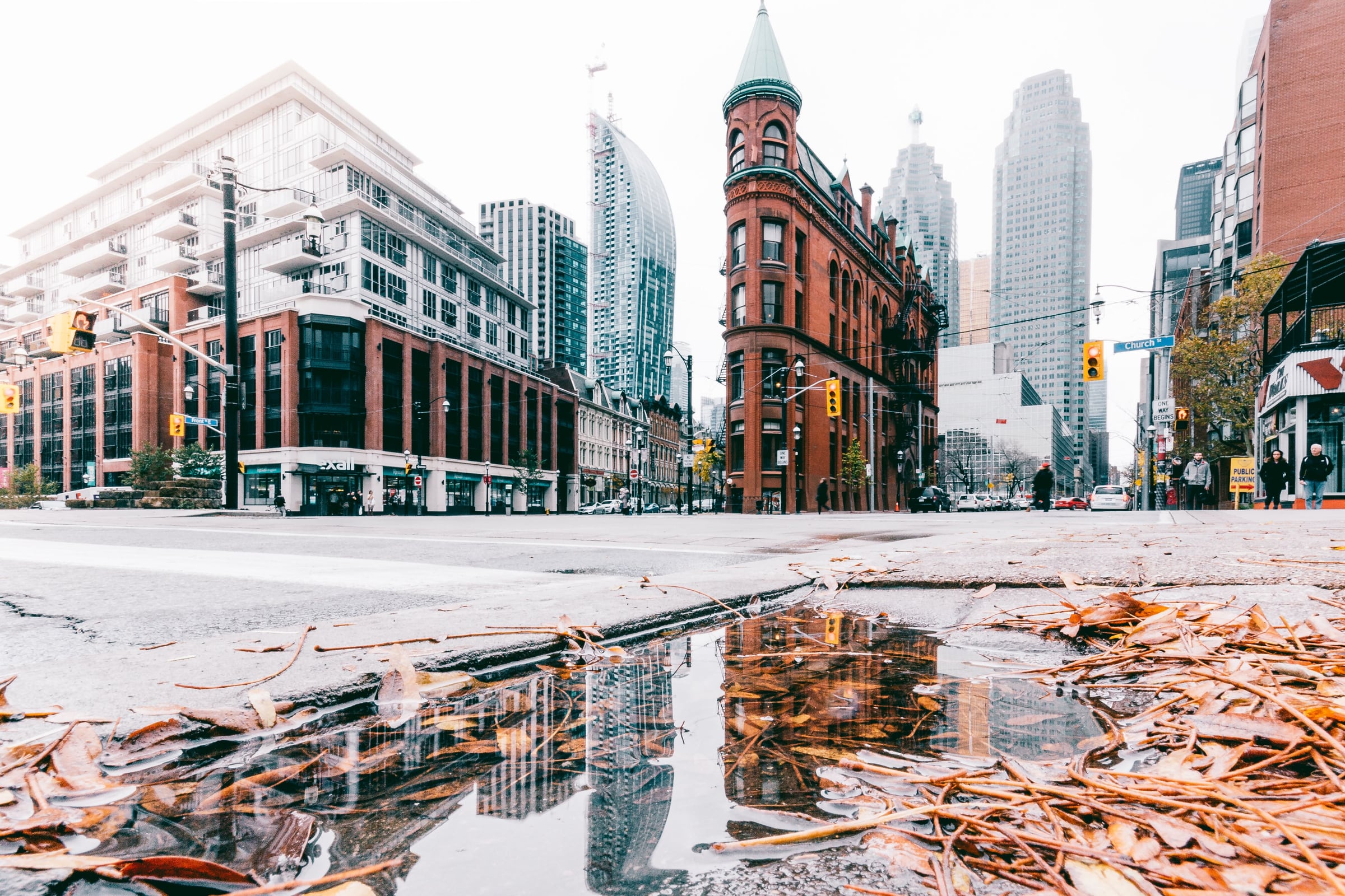 Layered city glass and architectural surfaces.